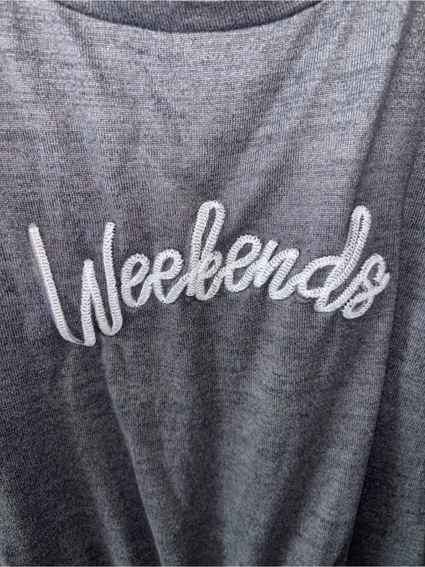 Secret Treasures Gray 'Weekends' Tie-Hem Long Sleeve Top - Image 3