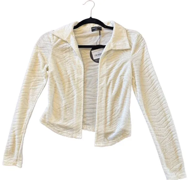 NEW White Fox Long Sleeve Cozy Terry Loungewear top White Small NWT - Image 5