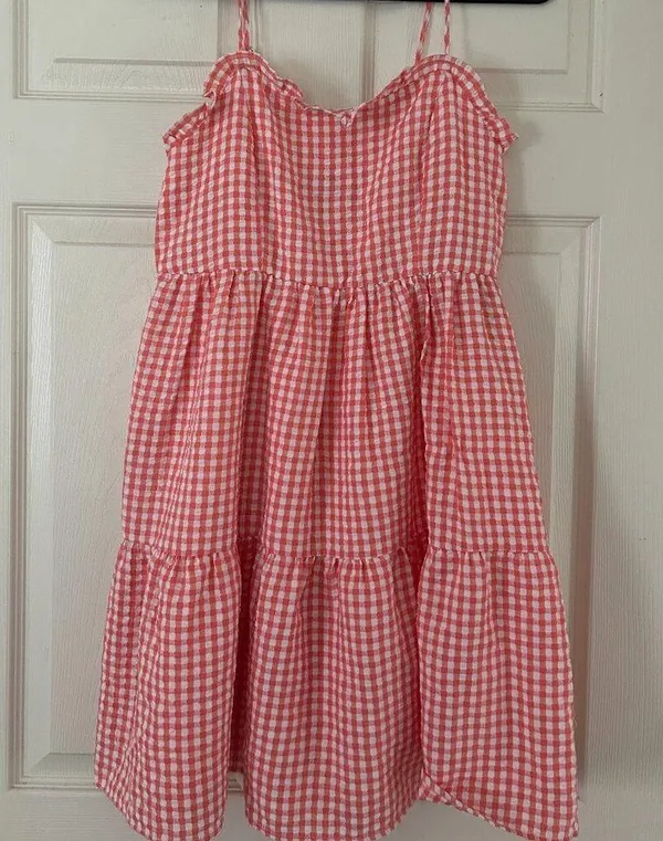 NWT Wild Fable Gingham Spaghetti Strap Mini Tiered Ruffle Dress Size Small - Image 3
