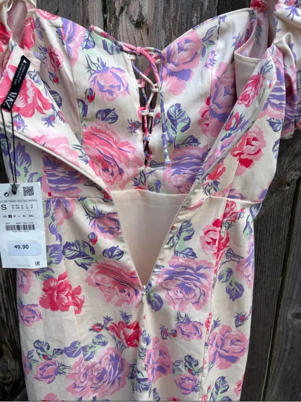 NWT Zara Milk Maid Floral Puff Sleeve Dress Size Small - Image 10