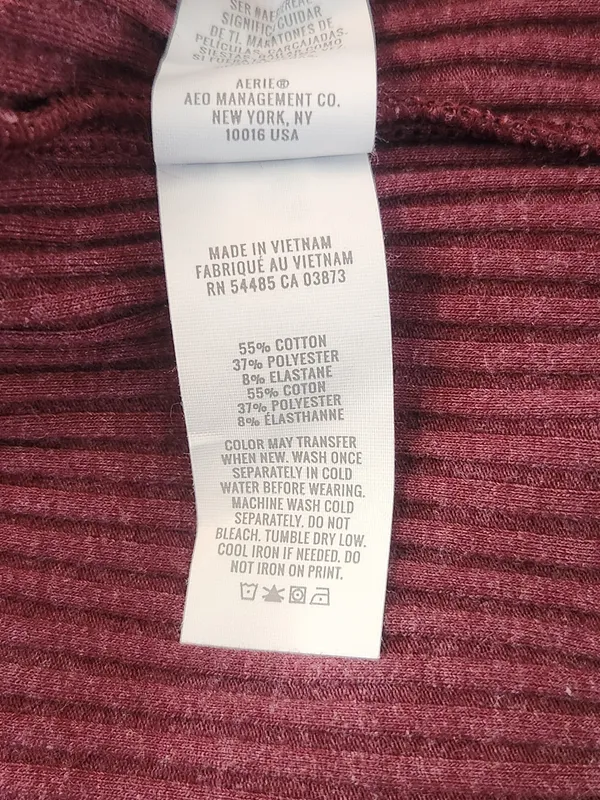 Aerie Burgundy Ribbed Knit Fitted Henley Top Size Small - Image 7