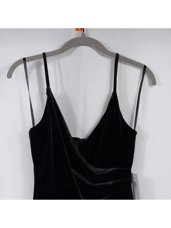 Premier Amour Black Velvet Cowl Neck Dress Size 6 NWT - Image 2