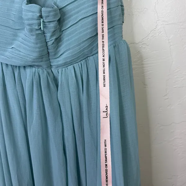 NEW Lulus Leora Light Blue Plunging Chiffon Pleated Tiered Maxi Dress Small - Image 10