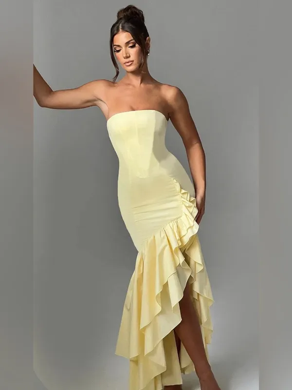 Babyboo NWT Women Small Angelina Maxi Dress in Lemon Princess Coquette Wedding - Image 6