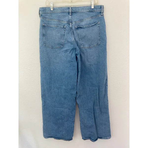 Old Navy Gritty Boho Baggy Granola Mid Rise Slouchy Wide Leg Blue Denim Jeans 6 - Image 6