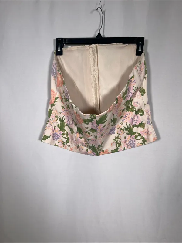 Zara Womens Floral Corset Strapless Top Blouse Structured Bloggers Fave Xl - Image 6