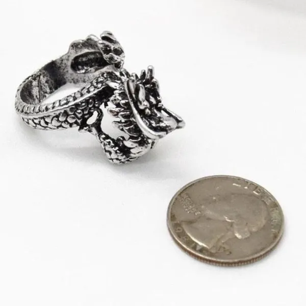 Dragon Punk Ring – Vintage-Inspired Mystical Design, Detailed Silver Dragon - Image 2