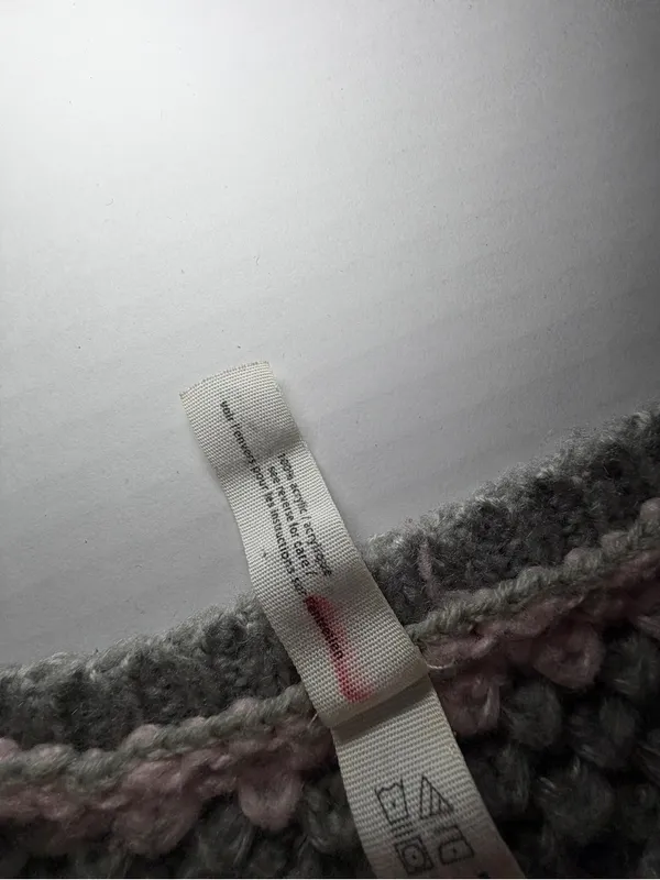 Aeropostale Pink and Gray Striped Cropped Crewneck Sweater - Image 3