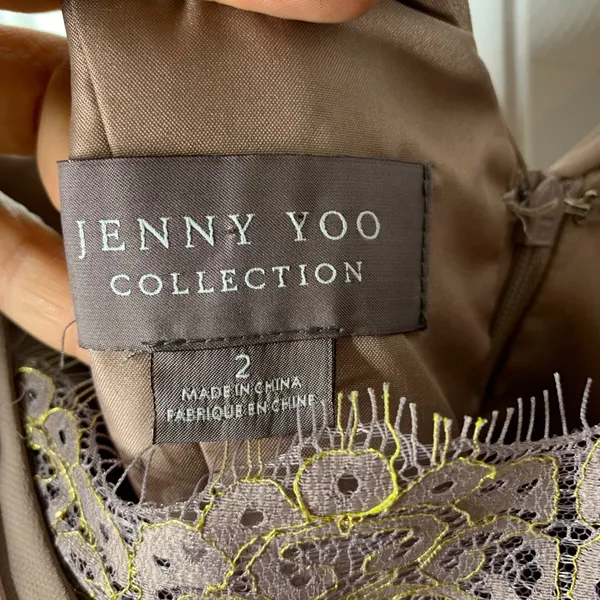 BHLDN Jenny Yoo lace mocha mousse‎ bridesmaid maxi dress size 2 wedding guest - Image 9