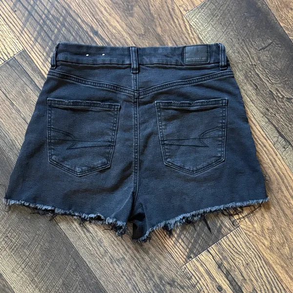 American Eagle Outfitters Charcoal Black Stretch Denim Jean Shorts Women’s Sz 6 - Image 2
