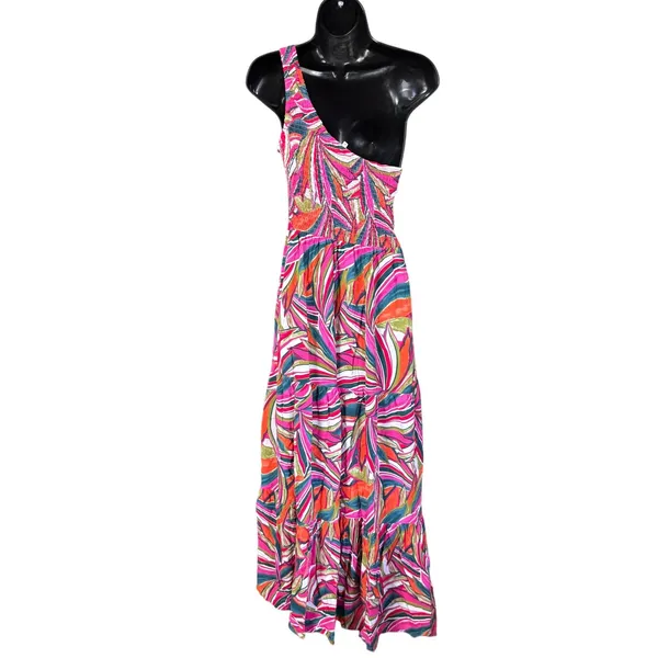 Abel The Label Anthropologie Kelissa One Shoulder Maxi Dress‎ Sz M Multicolor - Image 4