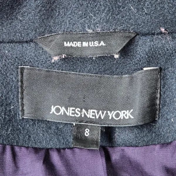 Jones New York Womens Navy Blue‎ 100% Wool Double Breasted Peacoat Made in USA 8 - Image 4
