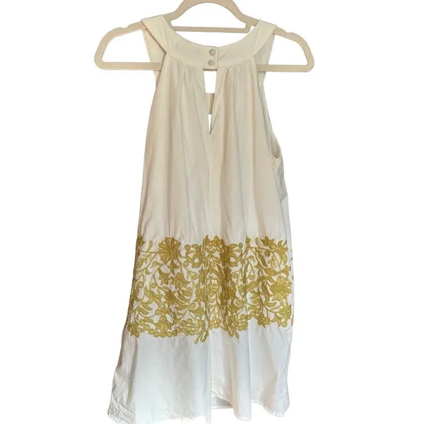 RYU White Green‎ Floral Embroidered Boho Sundress Sz L - Image 11
