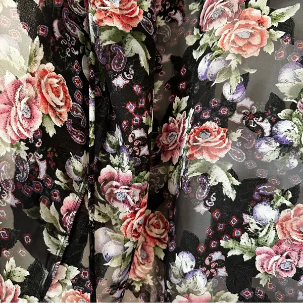 Victorias Secret Vintage Floral Burn Out Vintage Robe Topper Womens Large - Image 4