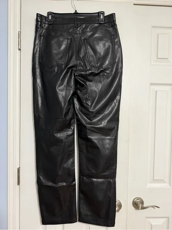 Abercrombie & fitch the 90’s straight ultra high-rise vegan leather size 32 14 - Image 7