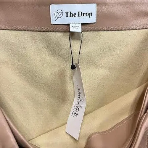 Womens Faux Leather Wrap Midi Skirt Tie Waist‎ Beige Neutral Casual Career - Image 3
