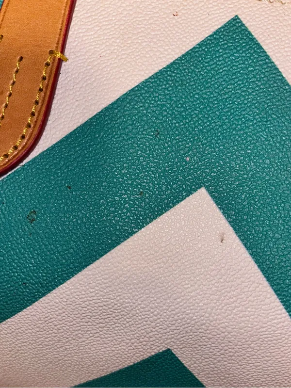Dooney & Bourke Turquoise and White Chevron Satchel with Tan Trim - Image 6
