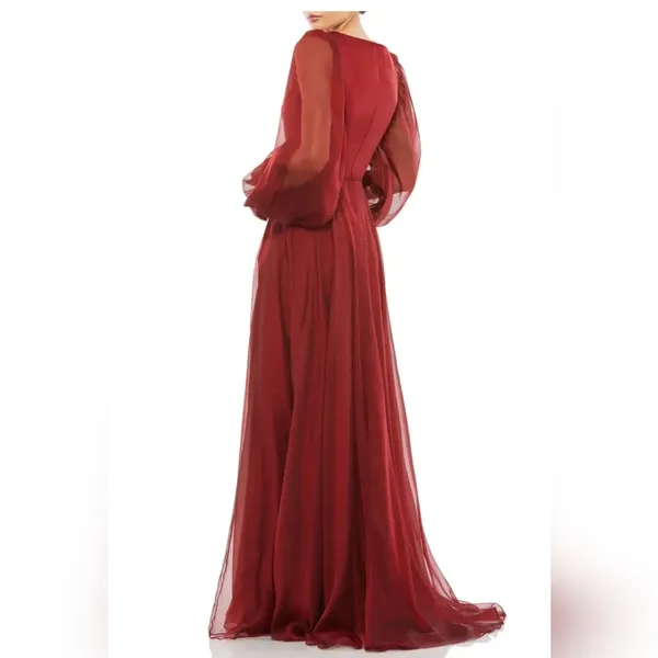 Illusion Long Sleeve A-Line GownMac Duggal$398. SIZE 8 H - Image 2