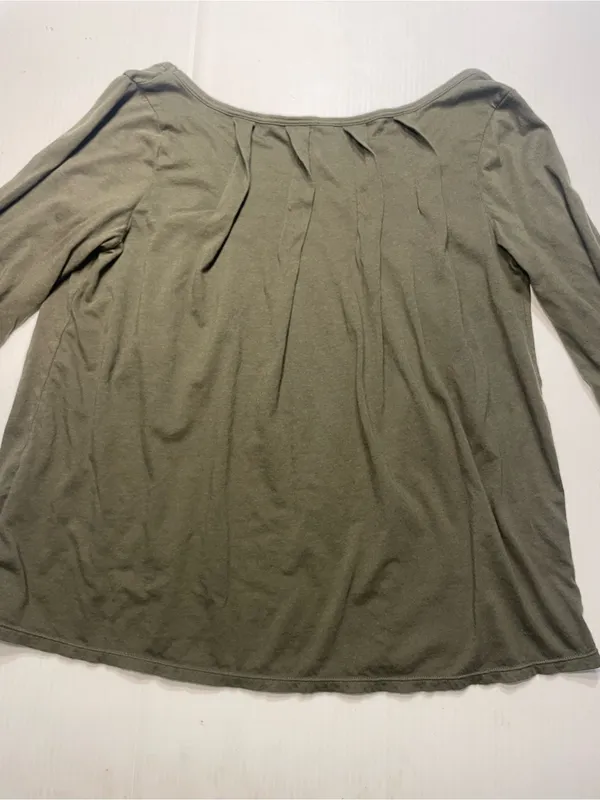 Old Navy Olive Green Swing Top Pleating Detail Scoop Neck 3/4 Sleeve Women Sz M - Image 8