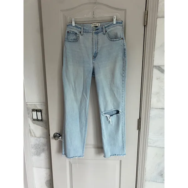 Abercrombie & Fitch Curve Love Ankle‎ Straight Ultra High Rise Jeans Light 29/8 - Image 10
