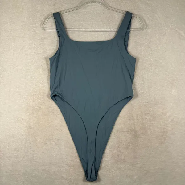 Babaton Contour Squareneck Bodysuit Slate Blue Thong 107351 Size L - Image 7