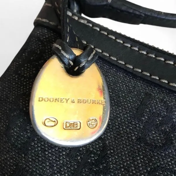 DOONEY & BOURKE Dark Grey Canvas Leather Trims Small Crossbody Bag - Image 12