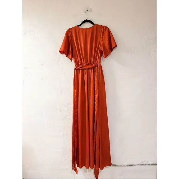 Baltic Born Sicily Satin Maxi Dress in Rust Small - Image 3