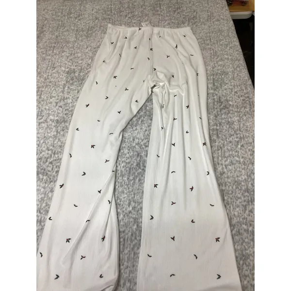 Auden cream Holly Pajama Pants Wide Leg Pointelle Knit Christmas Small see pic - Image 3