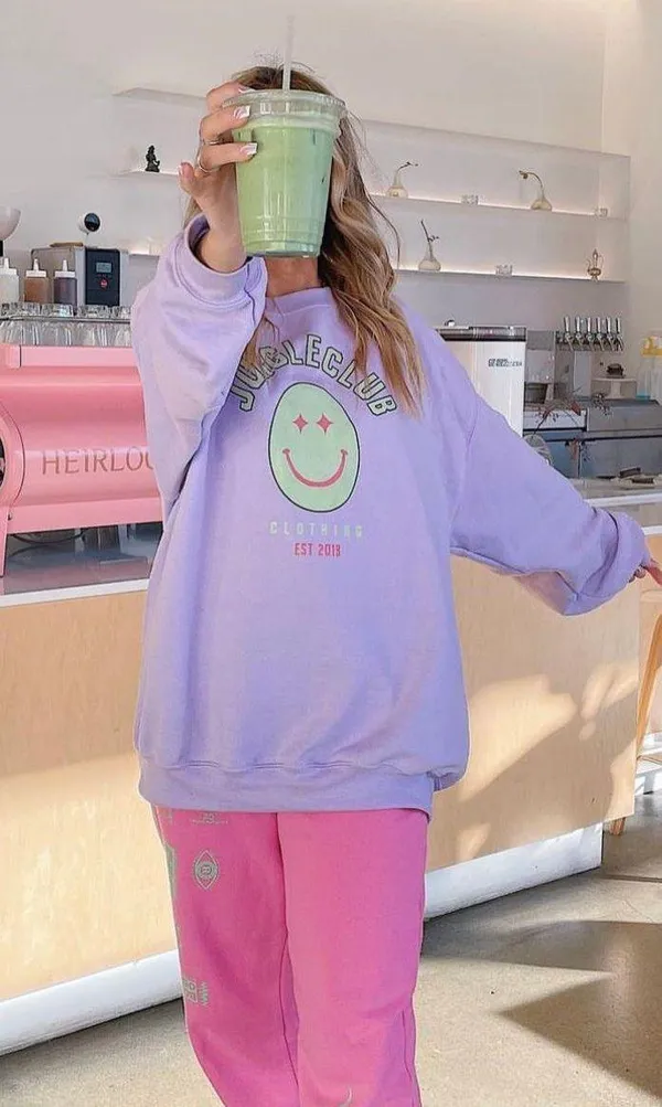 Lavender Graphic Sweatshirt Purple Size L - Image 3