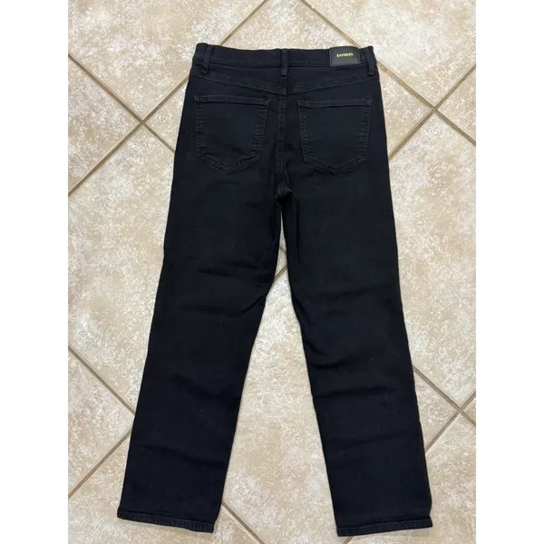Express classic black denim high-rise straight ankle jeans — size 6R - Image 4
