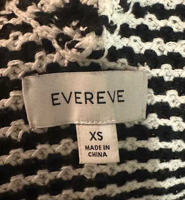 EVEREVE Black & White Knit Chevron V-Neck Sweater Vest Size XS 100% Cotton - Image 4