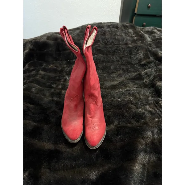 Vintage Wrangler Dusty‎ Rose Cowgirl Boots 6.5 M USA Made Nubuck Suede - Image 2