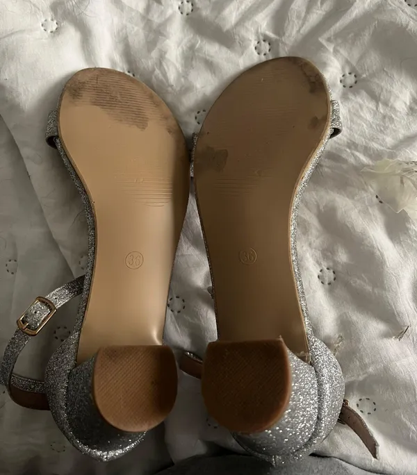 Silver Sparkly High Heels Size 6.5 - Image 4