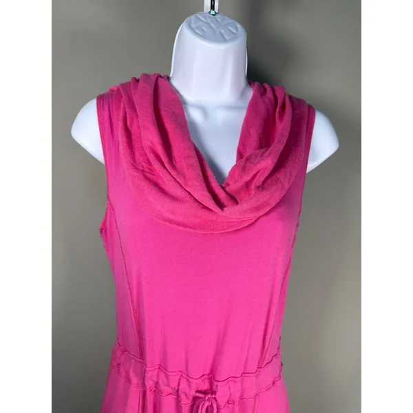 Alo Yoga Bamboo Hooded Sleeveless Tunic Dress Pink Cowl Neck‎ Small - Image 4