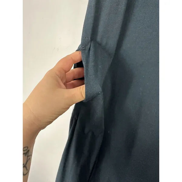 LOGO Lori Goldstein Black Maxi Dress‎ Womens XXS Eyelet Hem Pockets Minimalist - Image 2