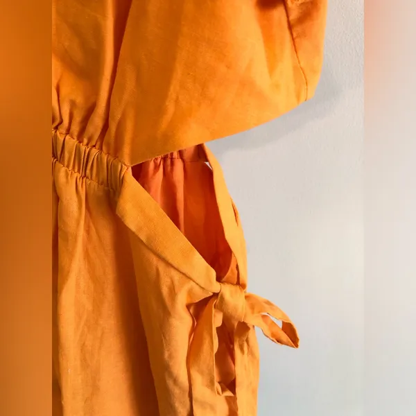 Petal & Pup Orange Sachie Puff Sleeve Cut Out Mini Dress Size US 8 - Image 4