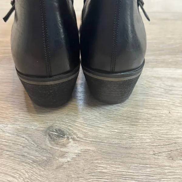 Sam Edelman Black‎ Leather Cut-Out Ankle Boots Pointed Toe Block Heel Size 9 - Image 4