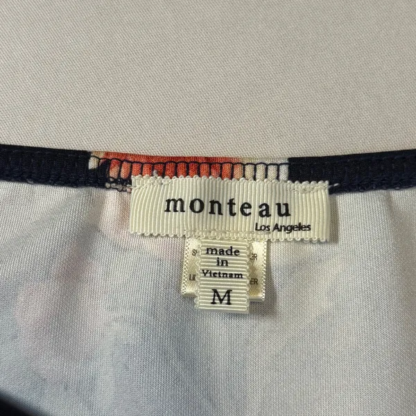 Monteau Los Angeles Navy Floral‎ Spaghetti Strap Fit & Flare Mini Dress Medium - Image 6
