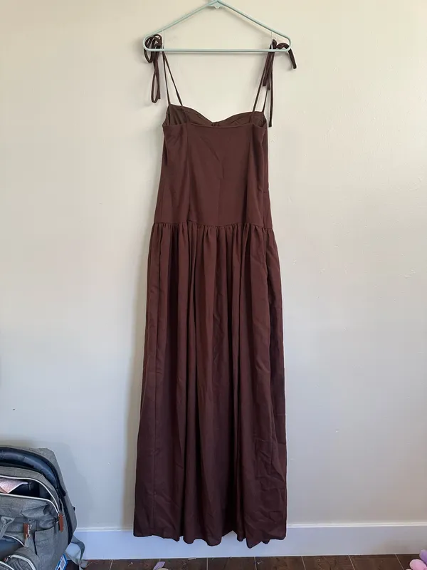 NWOT Peppermayo Giovanna Linen Maxi Dress - Chocolate Drizzle Size S - Image 4