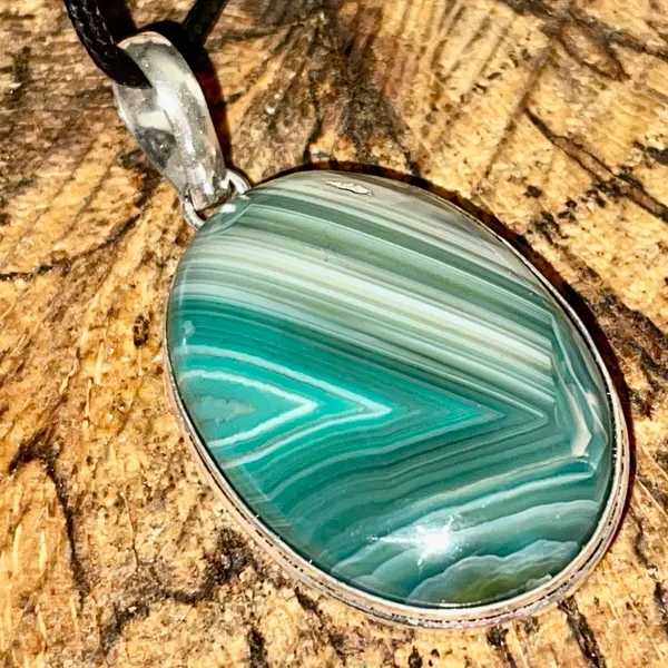 Botswana Agate Pendant 2” Green - Image 5