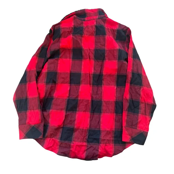 Victorias Secret Plaid Sherpa Lined Flannel Shirt Size‎ L Red Black Cozy NWT - Image 3