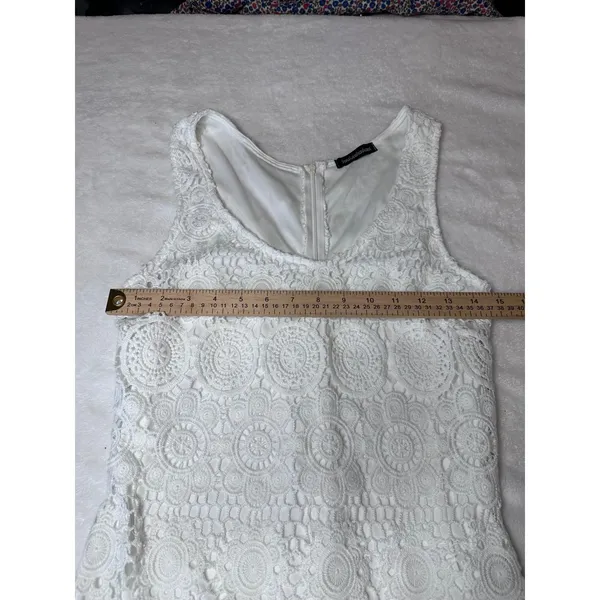 Youarenotalone White Crochet Lace Medallion Mini Dress Sleeveless Medium - Image 6