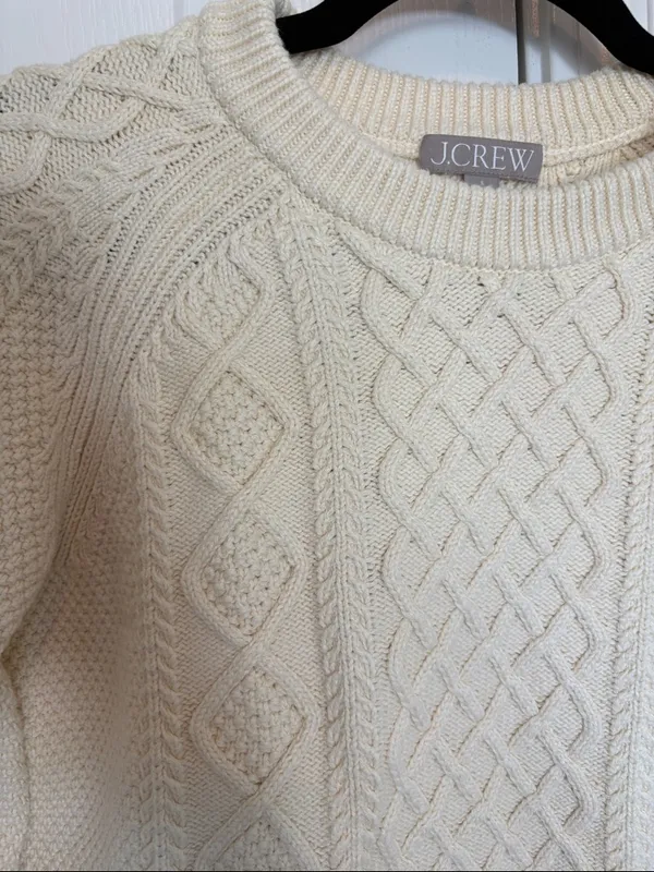 J Crew Cotton cable-knit crewneck sweater Women’s Size S Cotton Fisherman Core - Image 3