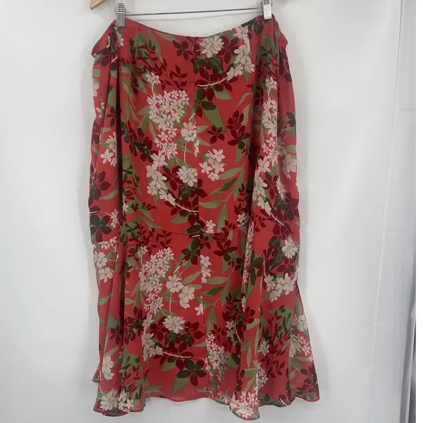 Emma Jame Boho 2 Piece Skirt Set Cottagecore Floral Rust Romantic Flowy Chiffon - Image 12