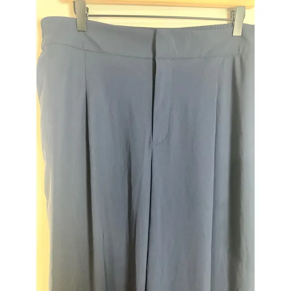 Athleta Pinnacle High Rise Trouser Navy‎ Blue Wide Leg Pleated Pants 16 472041 - Image 6
