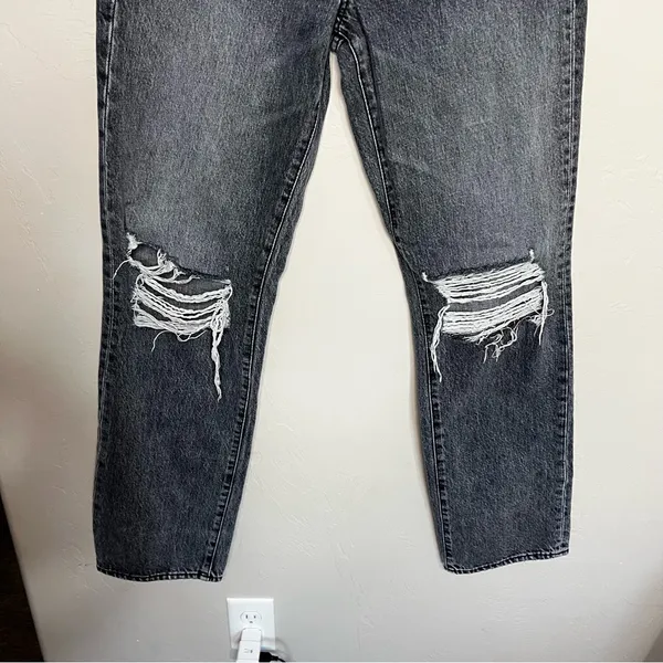 Slvrlake London High Rise‎ Straight Moonlight Destructed Black Acid Washed Jeans - Image 4