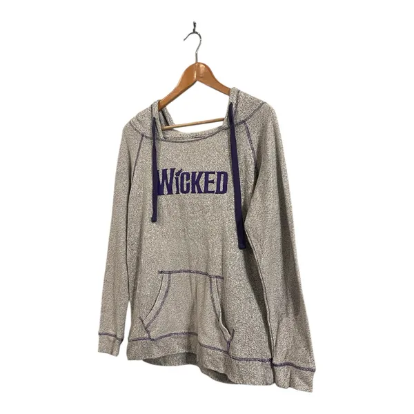 Wicked Broadway Musical Gray Purple Pullover Hoodie Medium - Image 2