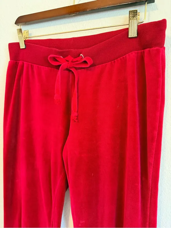 Sarah Johnson Y2K Red Velour pants, pull up elastic waist, Juicy inspo sz M - Image 14