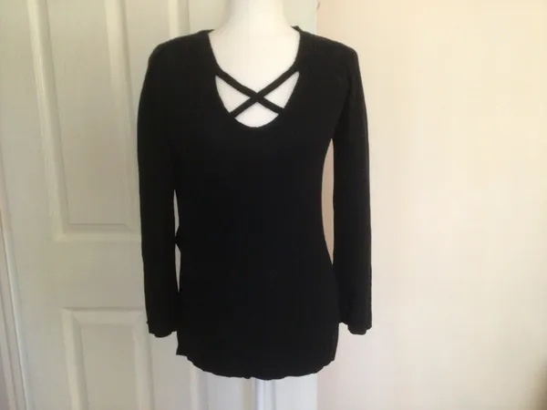 Free People Black Long Sleeve Crisscross Tunic Sweater—Xsm - Image 2