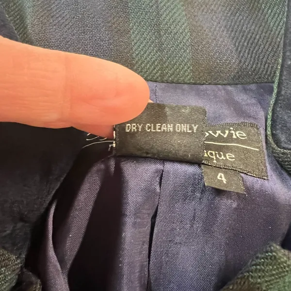 Vintage Tartan‎ Plaid Maxi Dress Womens 4 Green Navy Pleated A-Line Gold Buttons - Image 11
